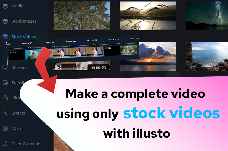 Make A Complete Video Using Only Stock Videos With illusto.